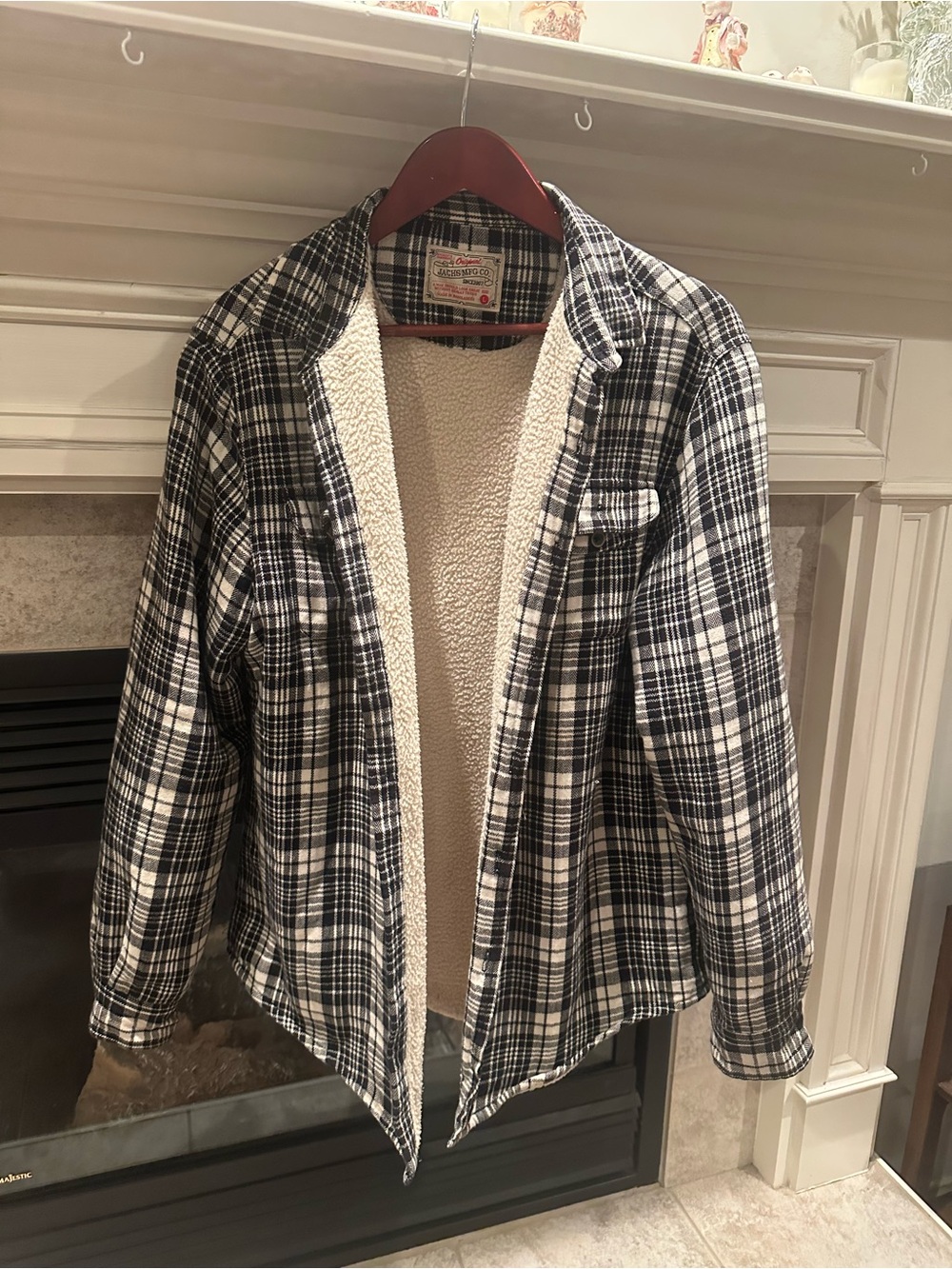 Jachs Black & White Plaid Sherpa-Lined Shirt Jacket